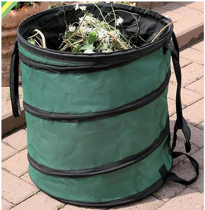 56-Gallon Canvas Garden Waste Bag Bucket 4Packs, Reusable Yard Leaf Bag Holder, Heavy-Duty Gardening Container, Collapsible Outdoor Tote Trash Basket