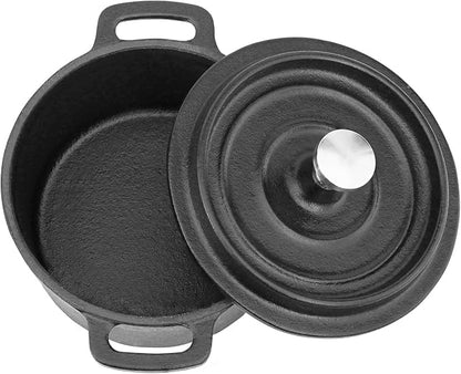 Flavehc Mini Cocotte 8 oz Pre-Seasoned Mini Dutch Oven 0.25 qt. Cast Iron Garlic Roaster for Oven Garlic Confit Pot Ramekins with Lids Oven Safe Set of 2