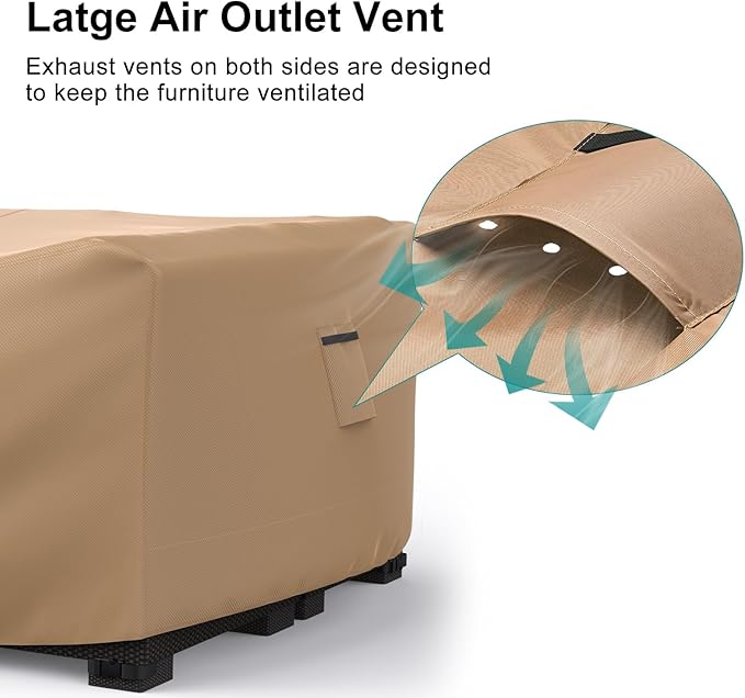 Patio Furniture Set Cover Waterproof, Heavy Duty Furniture Covers for Outdoor Sectional Sofa Set Wicker Rattan Table Chair Rectangular,62"L×42"W×28"H,Brown