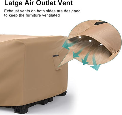 Patio Furniture Set Cover Waterproof, Heavy Duty Furniture Covers for Outdoor Sectional Sofa Set Wicker Rattan Table Chair Rectangular,62"L×42"W×28"H,Brown