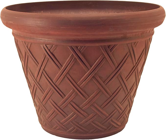 PSW Pot Collection Basket Weave Planter Pot for Indoor and Outdoor Plants and Gardens, 18-inch, Terra Cotta Color