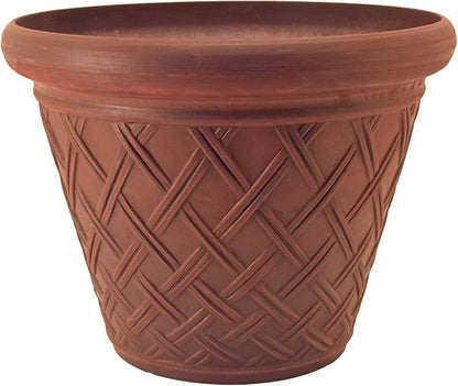 PSW Pot Collection Basket Weave Planter Pot for Indoor and Outdoor Plants and Gardens, 18-inch, Terra Cotta Color