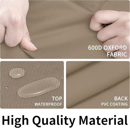 Easy-Going 600D Heavy Duty Patio Furniture Cover, Outdoor Rectangular Table and Chair Set Cover, Waterproof Outdoor Sectional Set Cover (130" L x 84" W x 28" H, Camel)