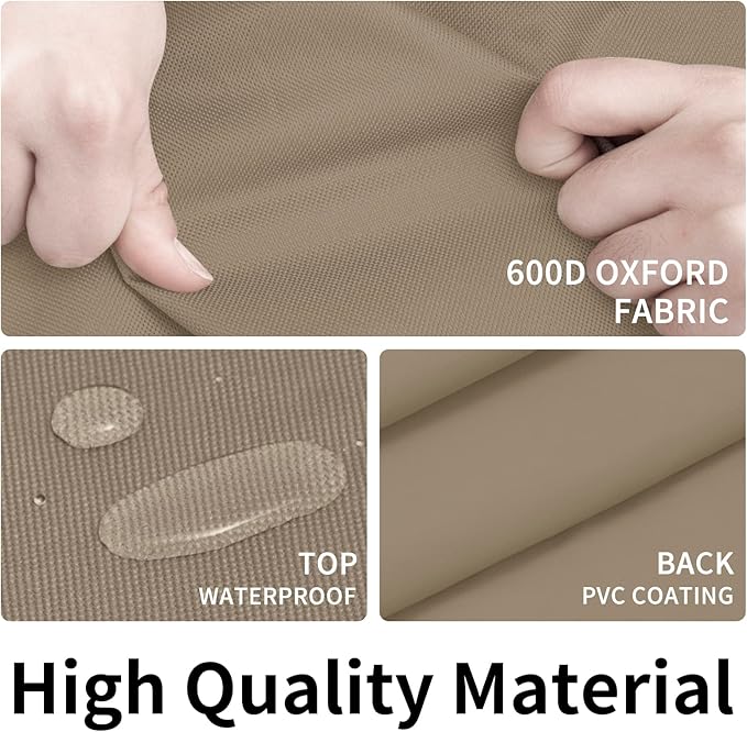 Easy-Going Heavy Duty Patio Furniture Cover for Outdoor Rectangular Table and Chair Set - Waterproof Sectional Set (74" L x 47" W x 28" H, Camel)