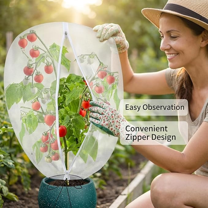 Gardtree 1PCS 6 × 7.8 FT Large Fruit Tree Netting Covers with Double Zipper & Drawstring, Garden Mesh Barrier for for Blueberry Bushes, Tomato & Citrus – Easy-Access Mesh Bird & Squirrel Barrier
