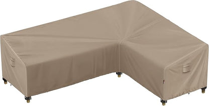 iBirdie Outdoor Patio Furniture Cover fit 112" x 87", 110" x 85", 108" x 84" L-Shaped Sectional Sofa, Waterproof Weatherproof Heavy Duty 600D Garden Cover for Outside L Shape Couch, Brown