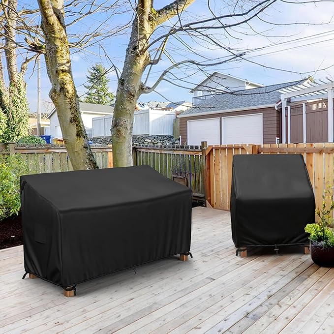 MR.COVER 3-Seater Outdoor Couch Cover Waterproof, Patio Furniture Cover for Sofa, Heavy Duty Outdoor Sofa Covers, Polyester & Double-Stitched Seams, Fits up to 87" W x 37" D x 35" H, Classic Black