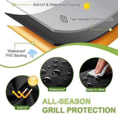 Grill Cover, 65 inch BBQ Grill Cover for Outdoor Grill, 420D Waterproof Fabric, UV & Fade Resistant, All-Weather Barbecue Gas Grill Cover with Handles, Straps & Adjustable Drawstring