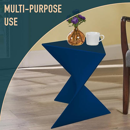 LeisureMod 15.75" Stackable Weather-Resistant Plastic Triangular Side Table - Accent End Table for Indoor & Outdoor Use (Navy Blue, Set of 2)