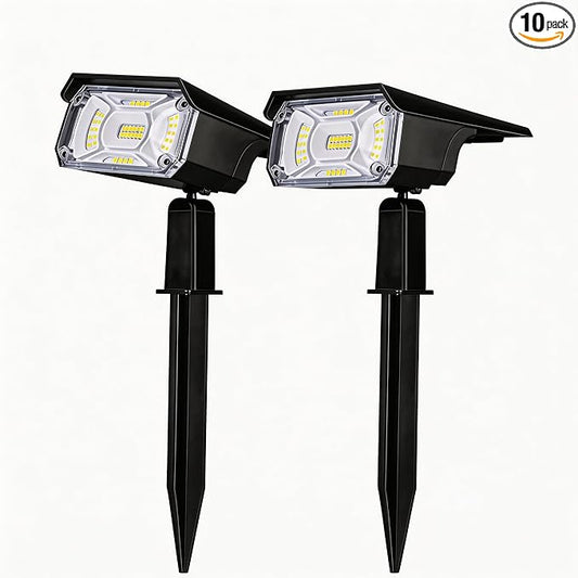 LEREKAM Solar Spot Lights Outdoor, 40 LEDs IP65 Waterproof Landscape Spotlights, USB or Solar Powered Wall Lights, Dark Sensing Auto On/Off, All-Weather Garden Lights for Yard Pool Garage