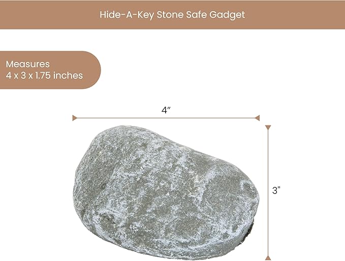 Bits and Pieces - Hide-A-Key Stone Safe Gadget - Fake Rock Spare Key Hider - Weather Resistant Yard Decorations - Decorative Garden Stones