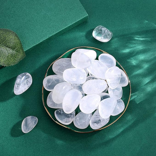 QINJIEJIE Clear Quartz Crystals Bulk (1000+ Carats) Polished Stone 0.6-1" Tumbled Stones Healing Crystal Reiki Decoration 0.45 lb 200G