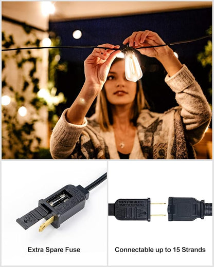 Lightdot LED Outdoor String Lights 500FT Patio Lights with 160 Shatterproof ST38 Vintage Edison Bulbs, Outside Hanging Light Waterproof for Porch, Deck, Garden, Backyard, Balcony, Dimmable- ETL Listed