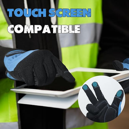 HANDLANDY Work Gloves for Men & Women, Utility Mechanic Working Gloves Touch Screen, Flexible Gardening Gloves for Yard