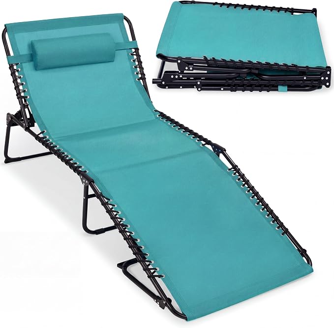 Best Choice Products Extra Wide Patio Chaise Lounge Chair, Portable Outdoor Folding Recliner for Lawn, w/ 8 Positions, Handles, 440lb Capacity - Teal