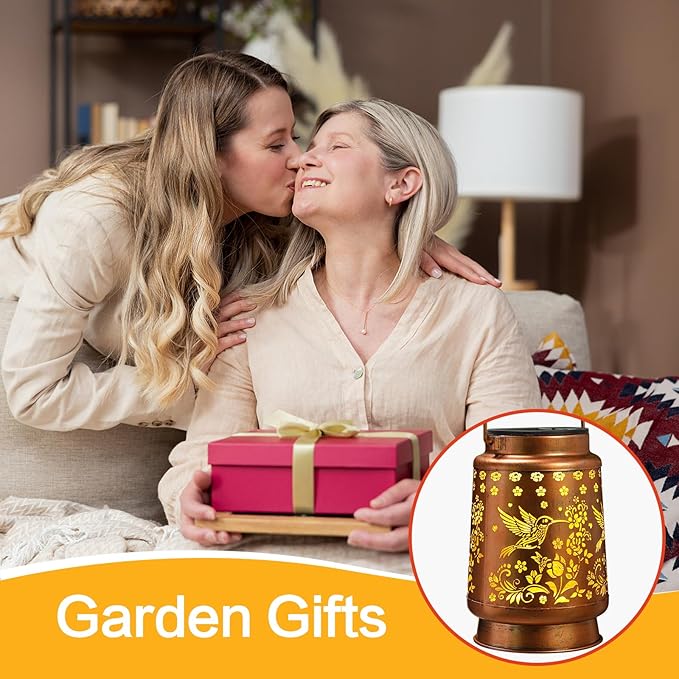 Hummingbird Solar Lanterns Outdoor Waterproof Garden Decor Christmas Gifts for Women Mom Birthday Gifts Ideas Metal Bird Decorative LED for Patio Pathway Landscape Walkway Terrace Balcony Lawn Yard