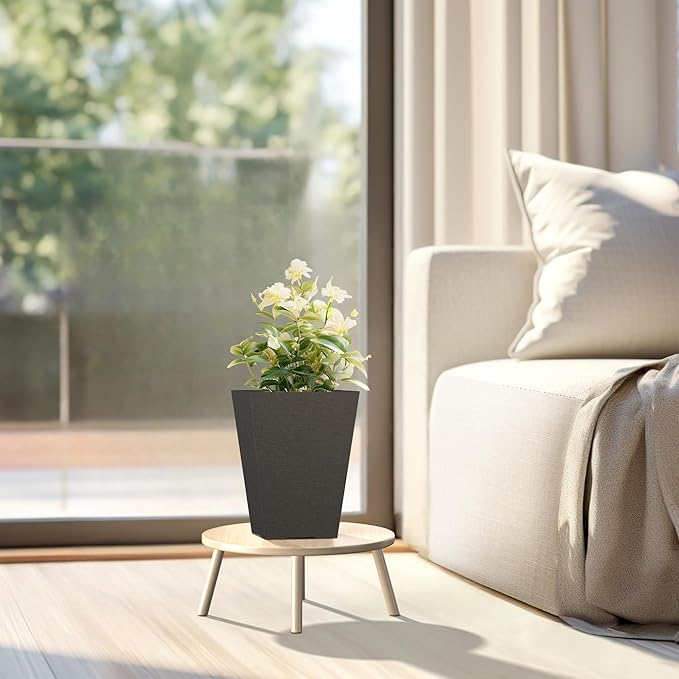 Kante 14 Inch Tall Planter Set of 2, Large Taper Planter for Outdoor Indoor Garden Patio Front Door (Black)