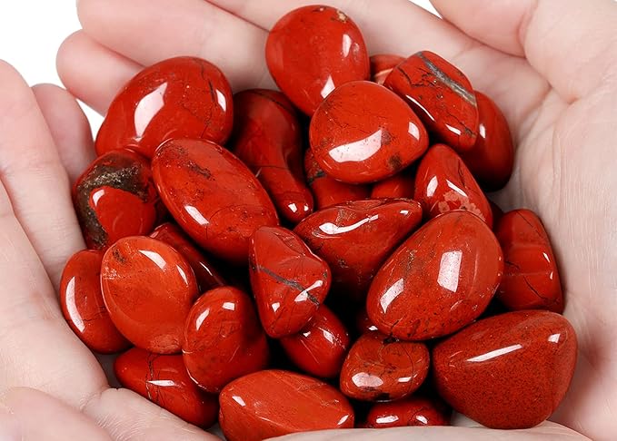 QINJIEJIE 0.9 LBS Red Jasper Polished Stones Tumbled Crystals Bulk Gemstones 0.6-1" Irregular Quartz Stone Rocks Natural Reiki Healing Crystal for Plants Vase Filler Home Decor Meditation Gifts