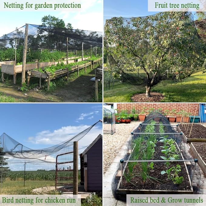Bird Netting 10X30 FT, 1/2" Mesh, Strong Woven Garden Netting for Plants, Fruit Trees, Blueberry Bushes, Vegetables, Strawberry Protection, Against Bird, Deer, Squirres, Poultry, Small Animals