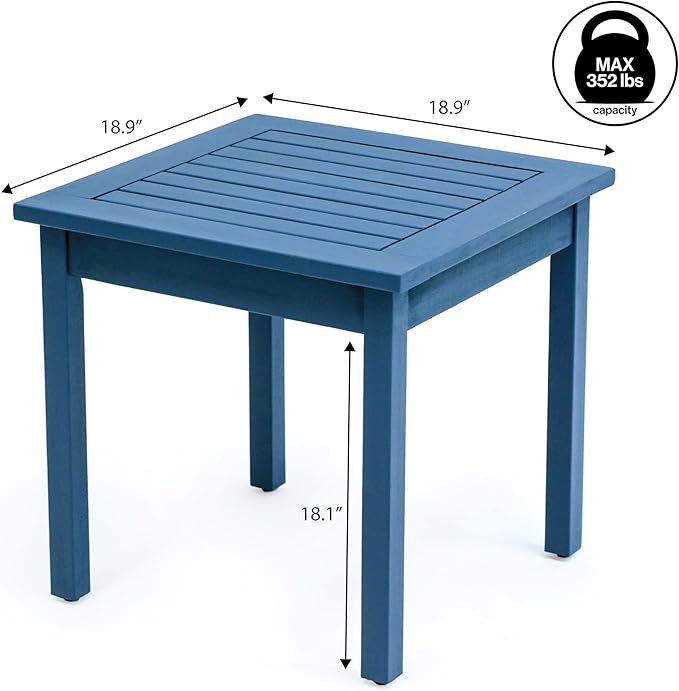 JONATHAN Y END6000N Archer 18.9" Modern Classic Square Slatted Solid Acacia Wood Indoor/Outdoor Adirondack Side Table for Patio, Garden, Bathroom, Living Room, Nautical Blue