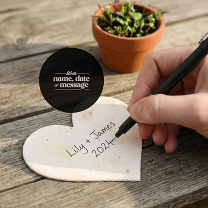 50pcs Large (2.5" h x 2.85" w) Blooming Heart Seed Paper – Writable & Plantable Wildflower, Mom's Gift for Birthday, Use for Wedding, Baby Shower, & Heart Party Favors