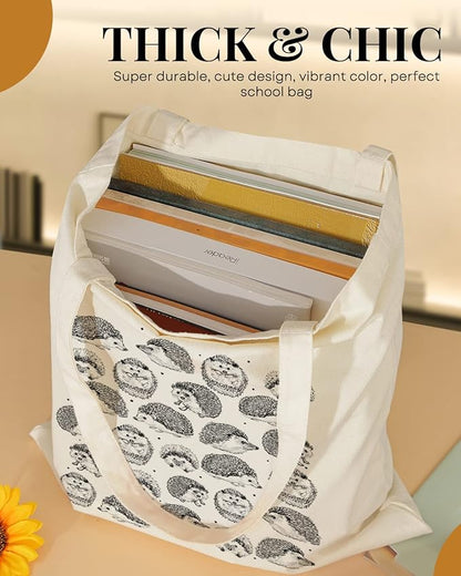 AUSVKAI Canvas Tote Bag Aesthetic for Women, Cute Reusable Cloth Cotton Bags for Shopping Beach Grocery
