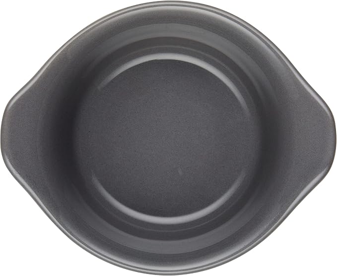 Rachael Ray Solid Glaze Ceramics Round Ramekins/Dipping Cup Set, 4 Piece, Gray (Pack of 3)