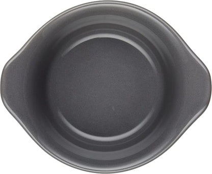 Rachael Ray Solid Glaze Ceramics Round Ramekins/Dipping Cup Set, 4 Piece, Gray (Pack of 3)