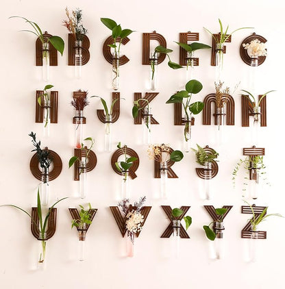 Wood Letter Wall Propagation Station Lightweight Decorative Plant Holder for Small Cuttings, Letter Z Removable Adhesive Wall Decor for Bedroom, Nursery, Office