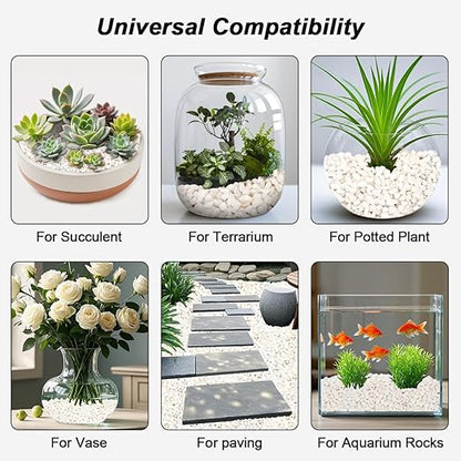 Landscaping Pebbles,River Rocks,Decorative Ornamental Pebbles,Garden Landscaping Stones,Gravel Filler for Home Decoration Flower Bed Fish Tank Plants Vases Succulents (1, White, 10 Pounds)