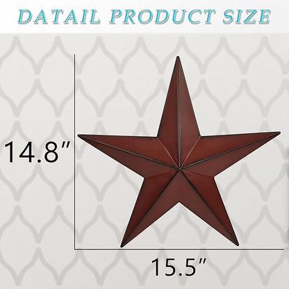 JoyEvy 15.5" 2Pcs Metal Barn Stars,Indoor or Outdoor Texas Stars Art,Red Black Rustic Vintage Western Country Farmhouse Home Wall Decor