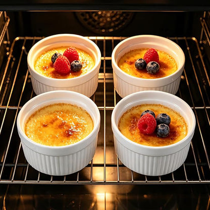 4 Pcs Ceramic Ramekins Oven Safe, Creme Brulee Ramekins (8 oz)