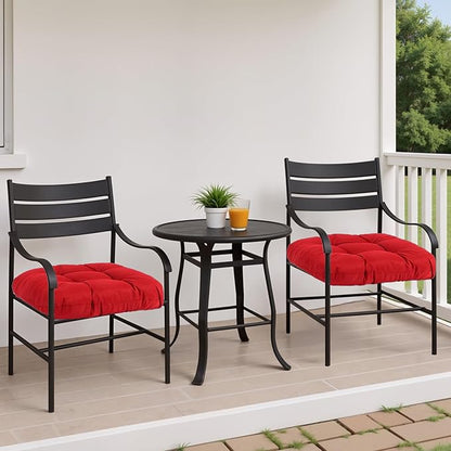 MTMR Waterproof Outdoor Chair Cushions Set of 2, 19X19 Patio Wicker Chair Cushions, Tufted Outdoor Cushions for Patio Furniture, Thick Outdoor Patio Replacement Seat Pads for Porch Lawn Chairs Red