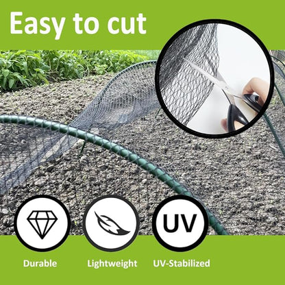 50x50ft Bird Netting, 1 inch Mesh, Heavy Duty Garden Netting for Fruit Trees, Blueberry Bushes, Vegetables, Extra Strong Woven Mesh Against Birds, Deer, Squirrels, Poultry and Other Animals