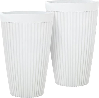 20" Tall Planters for Indoor Outdoor Plants (Set of 2), Cement-Look Large Flower Pots, High-Desity Resin Planters, UV-Protected Outdoor Pots for Garden, Balcony, Porch or Living Room Decor