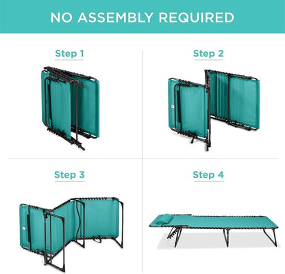 Best Choice Products Extra Wide Patio Chaise Lounge Chair, Portable Outdoor Folding Recliner for Lawn, w/ 8 Positions, Handles, 440lb Capacity - Teal