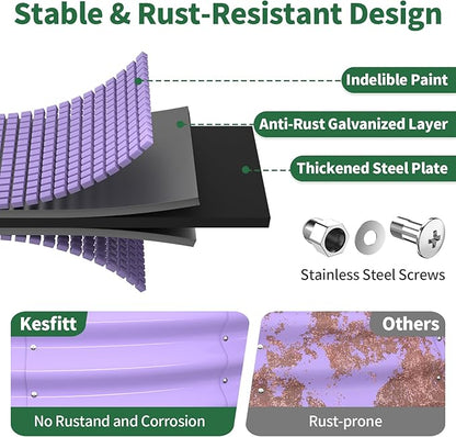 Kesfitt Round Raised Garden Bed, 4x4x1 FT Galvanized Steel Metal Garden Bed, Open-Bottom Design, 12-Inch Deep Outdoor Raised Garden Bed for Vegetables & Herbs, Lavender Purple