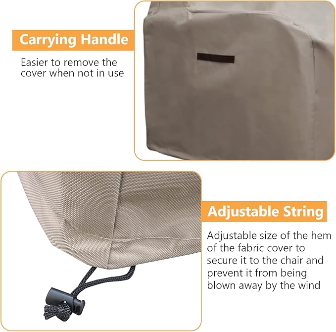ATR ART TO REAL Outdoor Protective Covers Patio Chair Covers 600D Oxford Fabric Weatherproof Wicker/Rattan Chair Covers (Khaki)