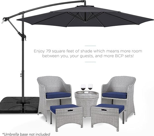 Best Choice Products 10ft Offset Hanging Market Patio Umbrella w/Easy Tilt Adjustment, Polyester Shade, 8 Ribs for Backyard, Poolside, Lawn and Garden