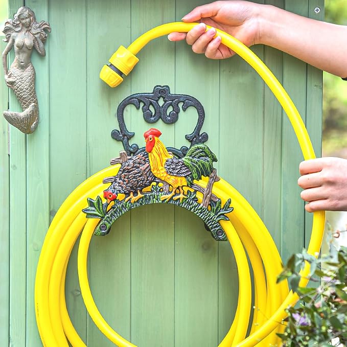 Sungmor Heavy Duty Cast Iron Hose Holder, Garden & Yard Decorative Wall Mounted Hose Butler, Water Pipe Holds, Rack, Hanger, Antique Wall Decorations