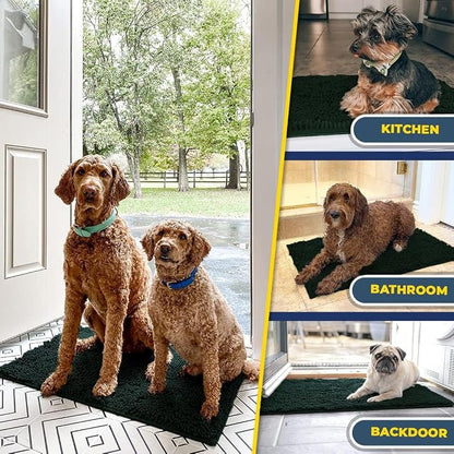 Muddy Mat® | Super Water Absorbent Door Mat Indoor, Microfiber Quick Dry Chenille Entryway Rug,Slip Resistant Front Door Mat,Indoor Mats for Entryway,Machine Washable Pet Rug, Hunter Green 20" x 33"