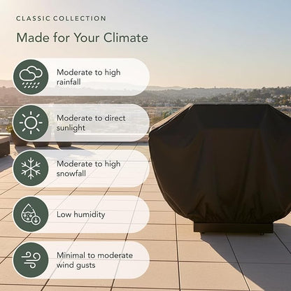 Covermates Classic Grill Cover - All-Weather Heavy Duty Outdoor BBQ Cover with Water-Resistant 12-Gauge Vinyl, Mesh Vents, Protection for Large Outdoor Grills, 66 Inch, Black