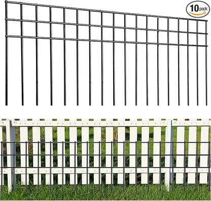 32x10-inch No Dig Animal Barrier Fence, 20 Pack Black Dig Protective Fence with 1.5 inch Spike spacing, Dog/Rabbit/Groundhog Underground Defence, for Outdoor Garden Patio