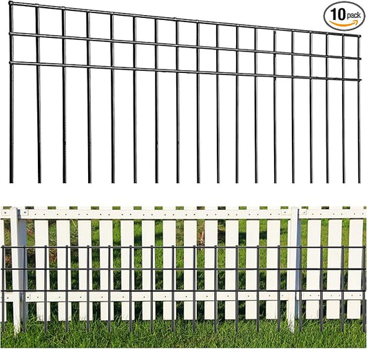 32x10-inch No Dig Animal Barrier Fence, 20 Pack Black Dig Protective Fence with 1.5 inch Spike spacing, Dog/Rabbit/Groundhog Underground Defence, for Outdoor Garden Patio
