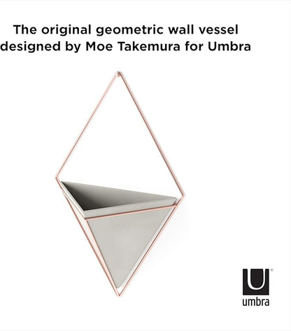 Umbra Trigg Hanging Planter Vase Wall Decor, Pot and Container for Succulents, Cactus, Faux Plants, and More, Large, Grey/Copper