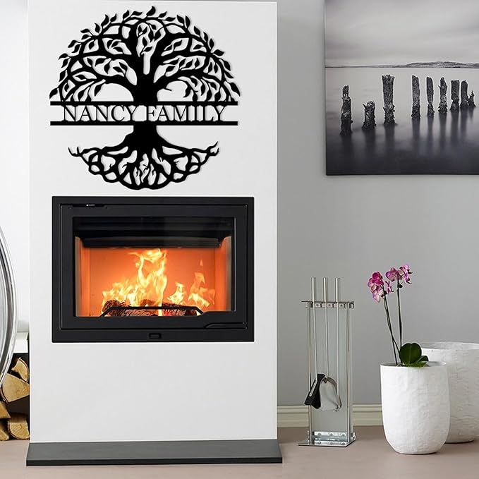Tree of Life Wall Art, Custom Family Name Sign, Family Tree Wall Decor, Personalized Last Name Sign, Metal Wall Art for Living Room, Bedroom, Indoor, Outdoor, Housewarming Gift