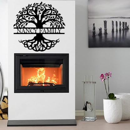 Tree of Life Wall Art, Custom Family Name Sign, Family Tree Wall Decor, Personalized Last Name Sign, Metal Wall Art for Living Room, Bedroom, Indoor, Outdoor, Housewarming Gift