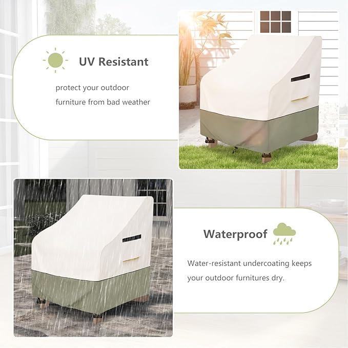Patio Adirondack Chair Cover 30 W x 34 D x 36 H inches,600D Heavy Duty Waterproof Outdoor Chair Covers,Patio Furniture Covers for Adirondack Chair,Beige