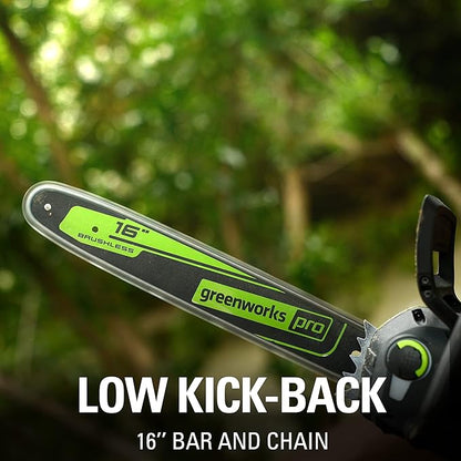 Greenworks 80V 16" Brushless Cordless Chainsaw (Great For Tree Felling, Limbing, Pruning, and Firewood / 75+ Compatible Tools), Tool Only