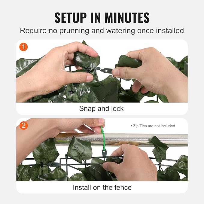 VEVOR Artificial Ivy Privacy Fence Screen, 59 x 98 in Faux Ivy Vine Leaf Hedges Fence, Greenery Privacy Fence with Strengthened Joint, Green Wall Decoration for Outdoor Garden, Yard, Balcony